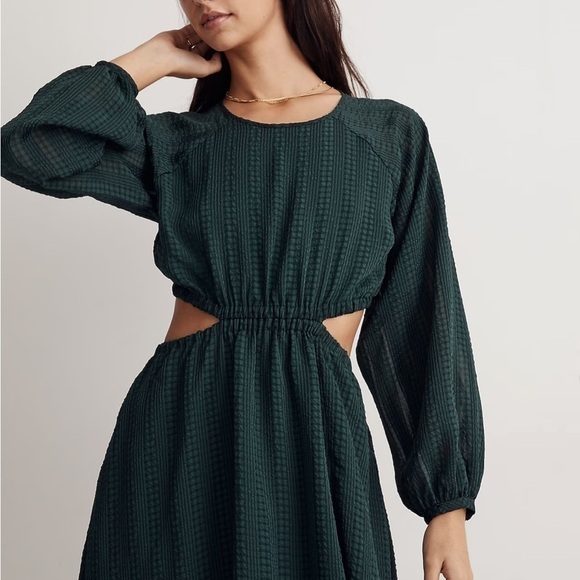 Madewell long sleeve cutout midi dress smoky spruce green - Picture 4 of 6